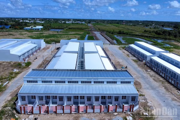 Dự án nhà ở xã hội phường An Xuyên do Công ty Cổ phần Xây dựng và Phát triển nhà Cà Mau làm chủ đầu tư. (Ảnh: HỮU TÙNG, chụp tháng 10/2025).