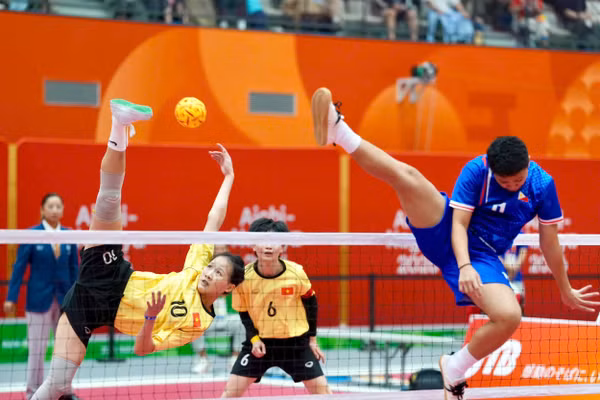 Cầu mây Việt Nam giành HCV ASIAD sau chiến thắng thuyết phục trước Philippines ở nội dung đôi nữ. Ảnh | Độc Lập