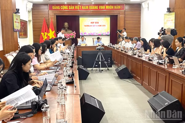 Bộ Văn hóa, Thể thao và Du lịch tổ chức họp báo thường kỳ quý III-2026. (Ảnh: NGỌC LIÊN)