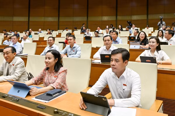 Các đại biểu dự phiên họp sáng 8/8. Ảnh: THỦY NGUYÊN