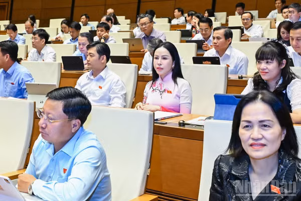 Các đại biểu Quốc hội dự phiên họp ở hội trường sáng 24/8. (Ảnh: DUY LINH)