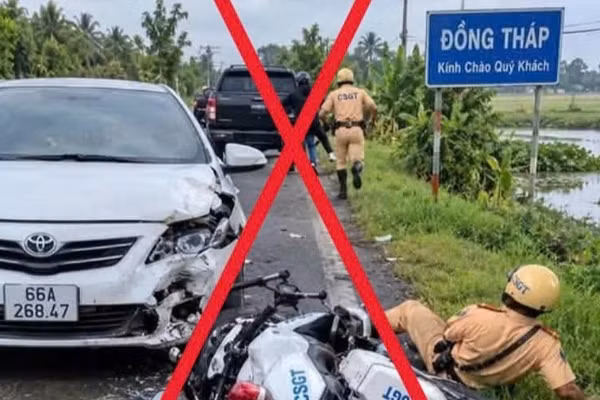 Hình ảnh Cảnh sát giao thông truy đuổi người vi phạm dẫn đến va chạm giao thông xảy ra trên địa bàn tỉnh Đồng Tháp đang lan truyền trên mạng xã hội là không chính xác. (Ảnh: TRỌNG TÍN)