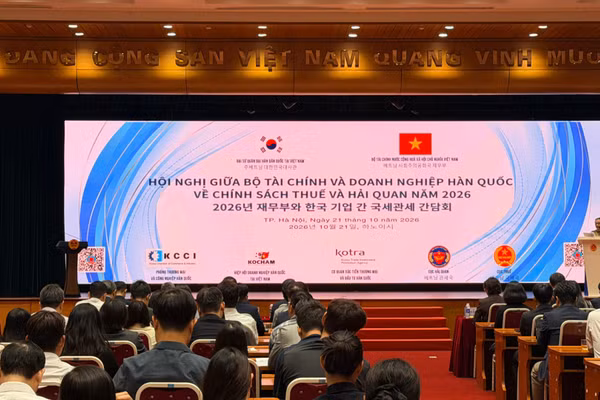 Toàn cảnh Hội nghị giữa Bộ Tài chính và doanh nghiệp Hàn Quốc về chính sách thuế, hải quan năm 2026. (Ảnh: Minh Phương)