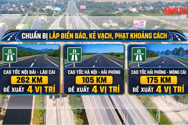 [Video] Chuẩn bị lắp biển báo, kẻ vạch, phạt khoảng cách trên 16 tuyến cao tốc