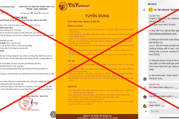 Cảnh giác trước chiêu trò giả mạo tuyển dụng T&T Group trên mạng xã hội để lừa đảo