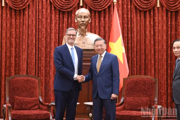 Tổng Bí thư, Chủ tịch nước Tô Lâm tiếp Đại sứ Cộng hòa Pháp tại Việt Nam Olivier Brochet. (Ảnh: ĐĂNG KHOA)