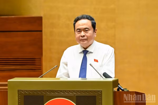 Chủ tịch Quốc hội Trần Thanh Mẫn phát biểu tại Hội nghị đại biểu Quốc hội hoạt động chuyên trách lần thứ 8, Quốc hội khóa XV, ngày 29/9/2025. (Ảnh: DUY LINH)