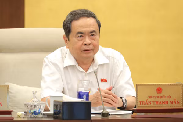 Chủ tịch Quốc hội Trần Thanh Mẫn phát biểu ý kiến tại phiên họp. (Ảnh: DUY LINH)