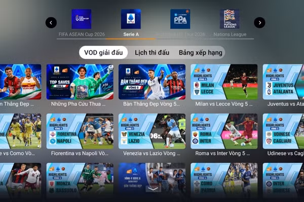 Kho Video Highlights trên MyTV giúp khán giả lựa chọn nội dung xem lại. (Ảnh: VNPT)