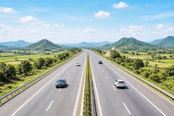 Dự án cao tốc Cam Lộ - Lao Bảo (Quảng Trị) đang được gấp rút xây dựng.