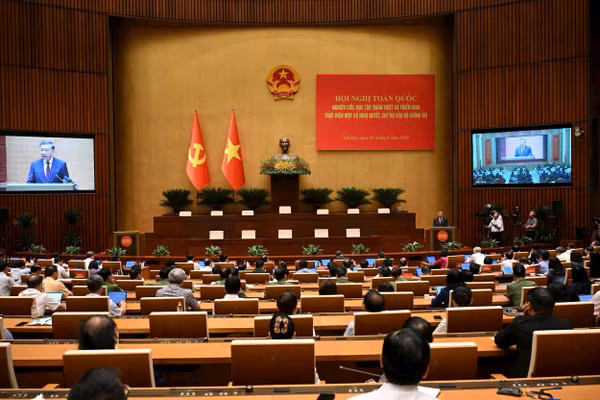 Hội nghị toàn quốc nghiên cứu, học tập, quán triệt và triển khai thực hiện một số nghị quyết, chỉ thị của Bộ Chính trị, ngày 3/9/2026. Ảnh | Khánh An
