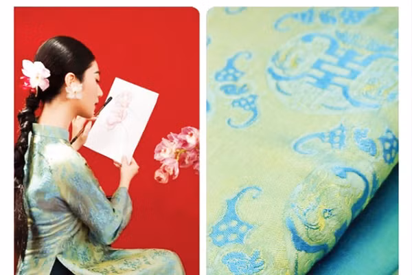 Lụa Nha Xá với chất liệu 100% tơ tằm cùng màu sắc, hoa văn thu hút. Ảnh: Nha Xa Silk