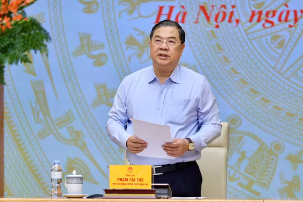 Phó Thủ tướng Thường trực Chính phủ Phạm Gia Túc phát biểu tại Phiên họp thứ nhất của Ban Chỉ đạo các công trình trọng điểm trong lĩnh vực công thương và xây dựng. (Ảnh: chinhphu.vn/Phương Nguyên)