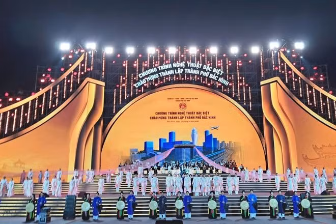 Chương trình nghệ thuật đặc biệt “Mạch nguồn Kinh Bắc - Vươn cao thời đại”. (Ảnh: VH)