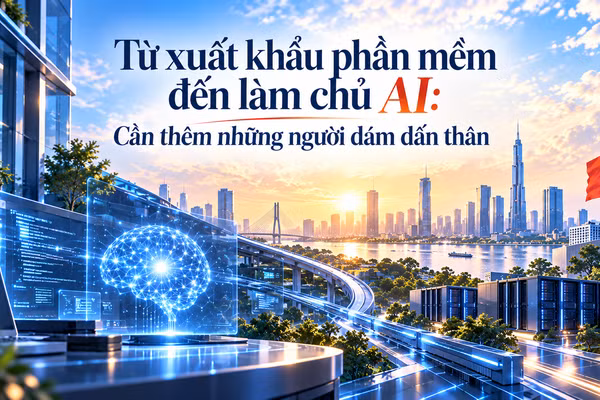 Việt Nam đang đặt mục tiêu nâng cao năng lực tự chủ và làm chủ các công nghệ chiến lược, trong đó có AI. (Ảnh thiết kế có sự hỗ trợ của AI)
