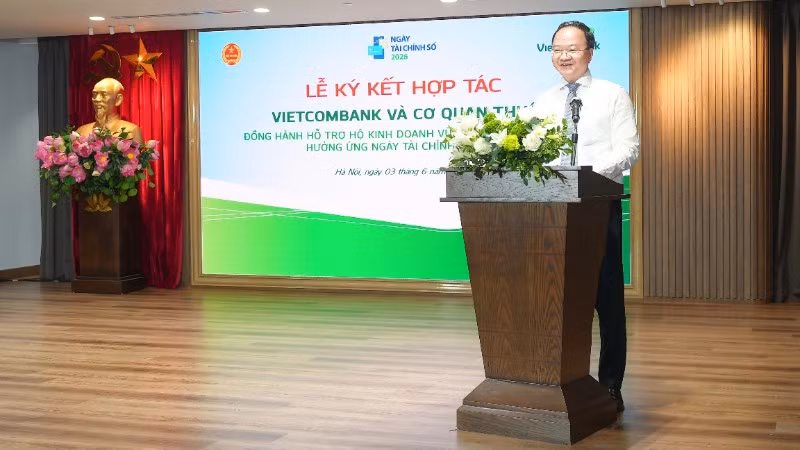 Ông Lê Quang Vinh - Thành viên HĐQT, Tổng Giám đốc Vietcombank phát biểu tại buổi lễ.
