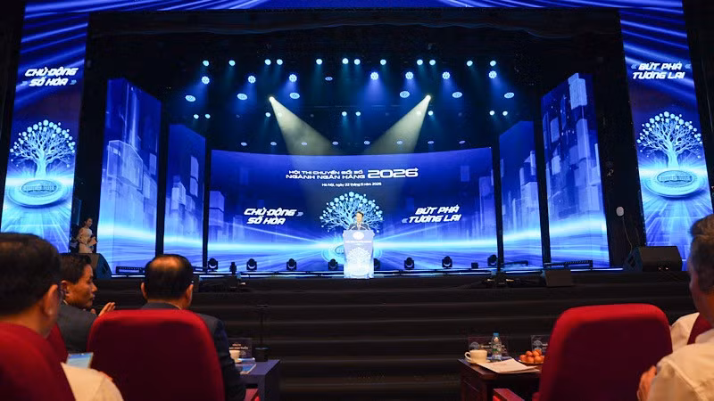 Quang cảnh Hội thi Chuyển đổi số ngành ngân hàng năm 2026.