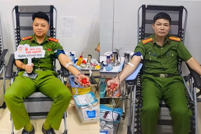 Công an xã Hoằng Phú hiến máu cứu người bệnh nguy kịch.