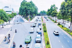 Một góc tuyến đường ở khu vực trung tâm thành phố Đồng Nai.