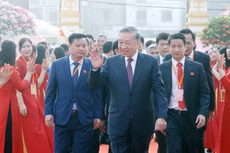 Tổng Bí thư Tô Lâm dự Đại hội đại biểu Đảng bộ xã Nghĩa Trụ lần thứ nhất, nhiệm kỳ 2025-2030. (Ảnh: Thống Nhất/TTXVN)