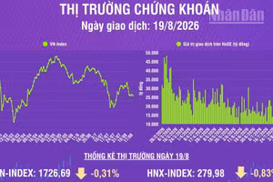 [Infographic] Chứng khoán ngày 19/8: VN-Index giảm 5,33 điểm, thanh khoản thị trường giảm