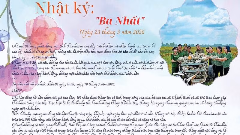 Những dòng cảm xúc sau buổi “giải cứu nông sản” cho bà con nông dân được Thượng úy Phạm Thị Thi chia sẻ chân thật qua trang “Nhật ký Ba nhất”.