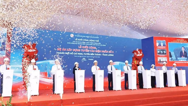 Dự án xây dựng tuyến tàu điện ngầm số 2 vừa được Thành phố Hồ Chí Minh khởi công ngày 15/1/2026. (Ảnh THẾ ANH)