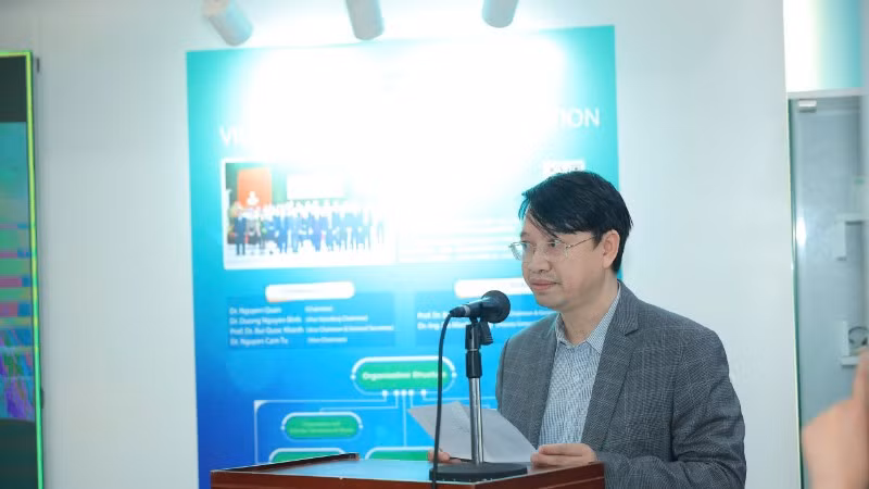 Tiến sĩ Nguyễn Trần Điện, Phó Trưởng Ban Ứng dụng và Triển khai công nghệ phát biểu tại sự kiện. (Ảnh: BÍCH LIÊN)