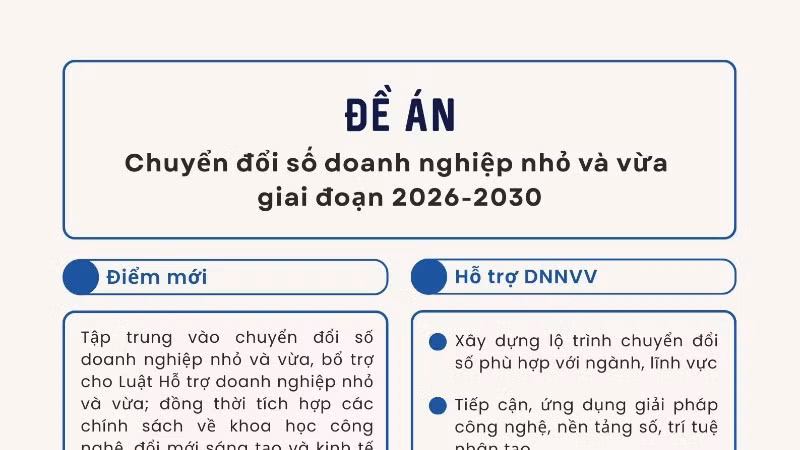 Đề án “Chuyển đổi số các doanh nghiệp nhỏ và vừa giai đoạn 2026-2030”. (Ảnh: TL)