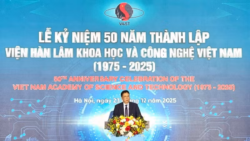 Giáo sư, Viện sĩ Châu Văn Minh, Chủ tịch Viện Hàn lâm Khoa học và Công nghệ Việt Nam phát biểu tại sự kiện. (Ảnh: BÍCH LIÊN)