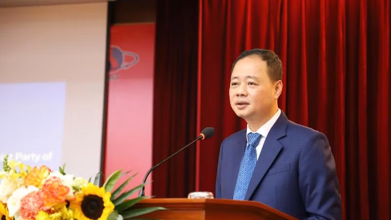 Giáo sư, Tiến sĩ Trần Hồng Thái, Chủ tịch Viện Hàn lâm Khoa học và Công nghệ Việt Nam phát biểu tại sự kiện. (Ảnh: BÍCH LIÊN)