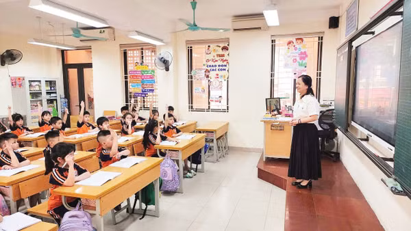 Giờ học của học sinh Trường tiểu học Thăng Long (Hà Nội).