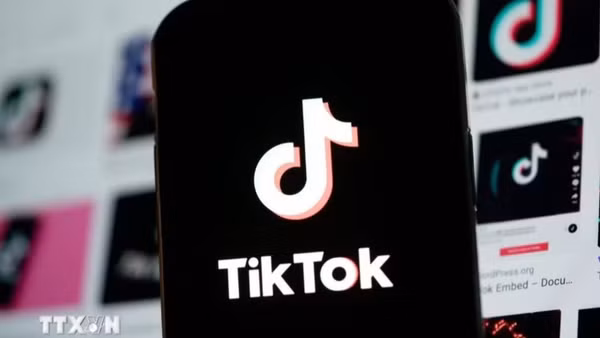 Biểu tượng TikTok trên màn hình điện thoại. (Ảnh: THX/TTXVN) 