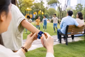 BiboWatch là sự kết hợp giữa đồng hồ thông minh đeo tay và SIM điện thoại tích hợp dữ liệu di động. (Ảnh: VNPT)