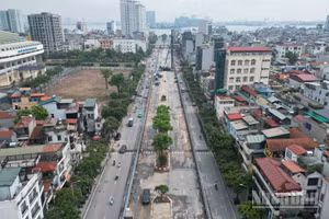 [Ảnh] Cận cảnh công trường ga ngầm S1 tuyến metro số 5 đang được triển khai trên đường Văn Cao