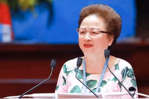 Chủ tịch Tập đoàn BRG, Phó Chủ tịch Thường trực Ngân hàng Thương mại cổ phần Đông Nam Á, Quyền Chủ tịch Hội doanh nhân tư nhân Việt Nam phát biểu tại Đại hội.