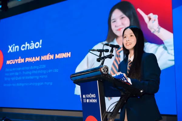 “Đại sứ” Nguyễn Phạm Hiền Minh khẳng định: “Con không muốn là đại sứ duy nhất, con mong muốn có một cộng đồng đại sứ!”. Ảnh: Liên minh Niềm Tin Số