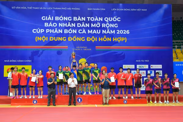 Giải bóng bàn toàn quốc Báo Nhân Dân mở rộng 2026 khép lại với chiến thắng của đoàn Quân đội 1. Ảnh: Thế Đại
