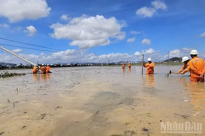 EVNCPC đã cấp điện trở lại cho 80% triệu khách hàng bị ảnh hưởng sau bão số 13.
