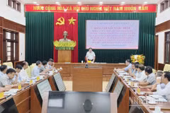 Quang cảnh buổi làm việc tháo gỡ khó khăn đối với các dự án phía tây Lâm Đồng có tỷ lệ giải ngân dưới 50%.