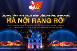 Những hình ảnh ánh sáng 3D sẽ tái hiện các biểu tượng lịch sử, văn hóa Thăng Long-Hà Nội qua các thời kỳ.