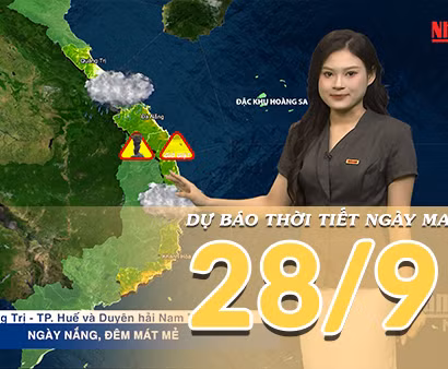 [Video] Dự báo thời tiết đêm nay và ngày mai 28/9/2026: Bắc Bộ nắng ráo, mưa dông giảm ở Trung Bộ và Nam Bộ 