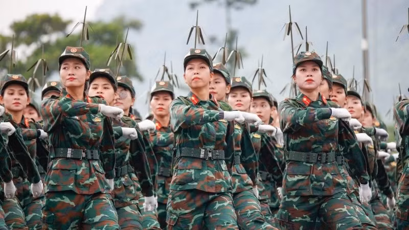 Bộ đội hợp luyện chuẩn bị cho Lễ kỷ niệm, diễu binh, diễu hành 80 năm Cách mạng tháng Tám thành công và Quốc khánh 2/9. (Ảnh: TV)