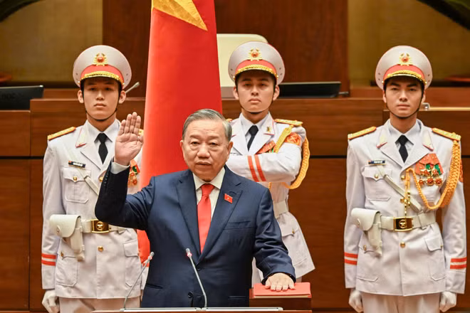Đồng chí Tổng Bí thư Tô Lâm tuyên thệ nhậm chức Chủ tịch nước. (Ảnh: Thủy Nguyên) 