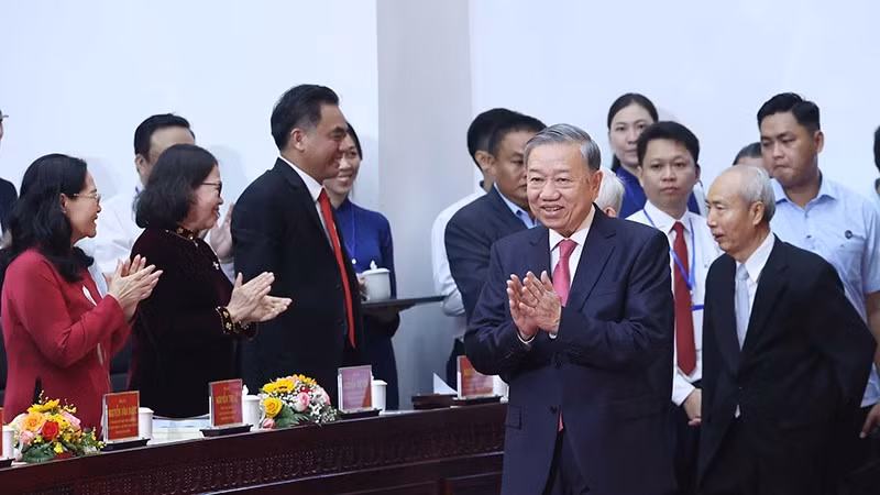 Tổng Bí thư Tô Lâm dự Lễ công bố Nghị quyết sáp nhập đơn vị hành chính tại Thành phố Hồ Chí Minh. (Ảnh: TTXVN)