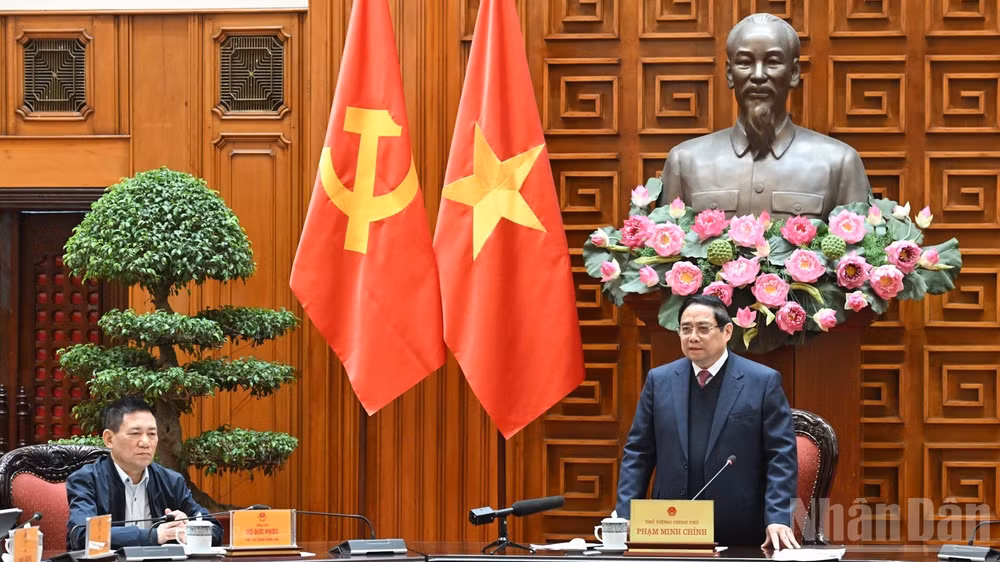Thủ tướng Chính phủ Phạm Minh Chính chủ trì Phiên họp lần thứ hai của Ban Chỉ đạo của Chính phủ về quản lý, điều hành kinh tế vĩ mô. (Ảnh: TRẦN HẢI)