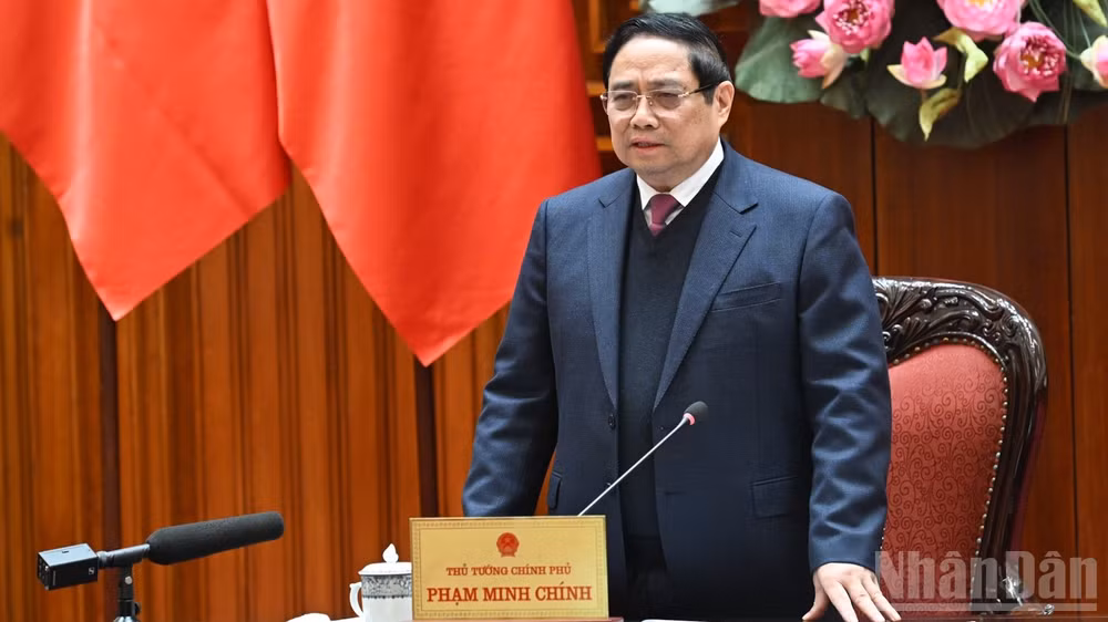 Thủ tướng Phạm Minh Chính phát biểu ý kiến chỉ đạo phiên họp. (Ảnh: TRẦN HẢI)