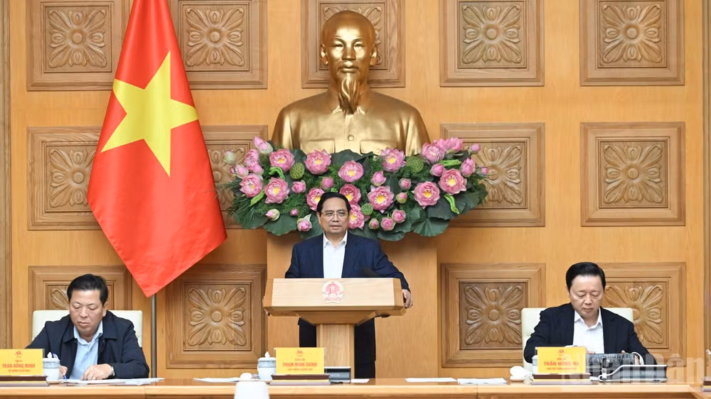 Thủ tướng Chính phủ Phạm Minh Chính chủ trì Phiên họp thứ tư Ban Chỉ đạo Trung ương về chính sách nhà ở và thị trường bất động sản. (Ảnh: Trần Hải)