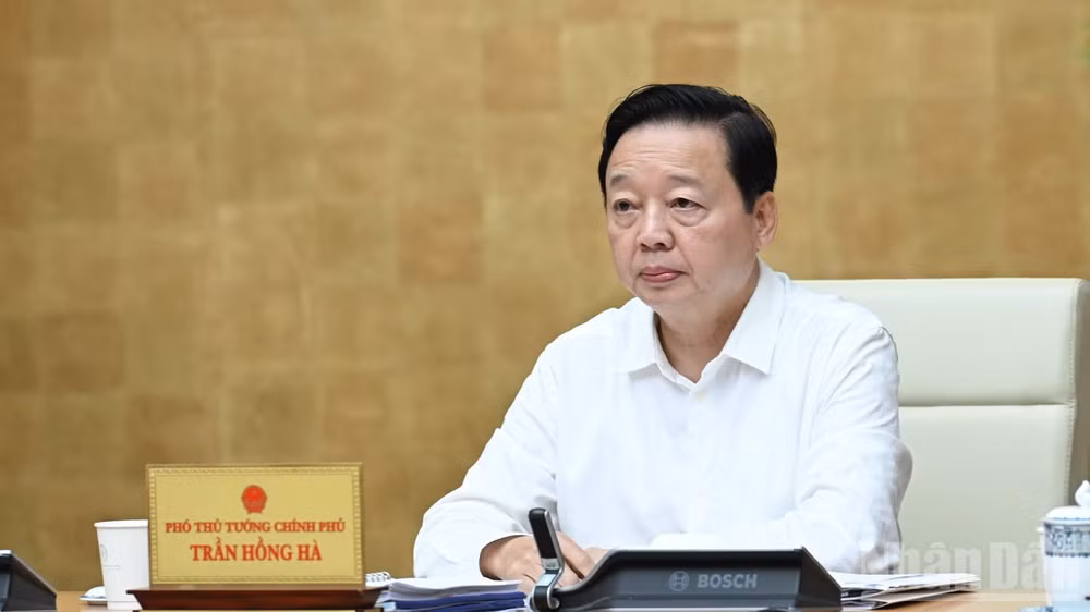 Phó Thủ tướng Trần Hồng Hà phát biểu tại phiên họp. (Ảnh: Trần Hải)