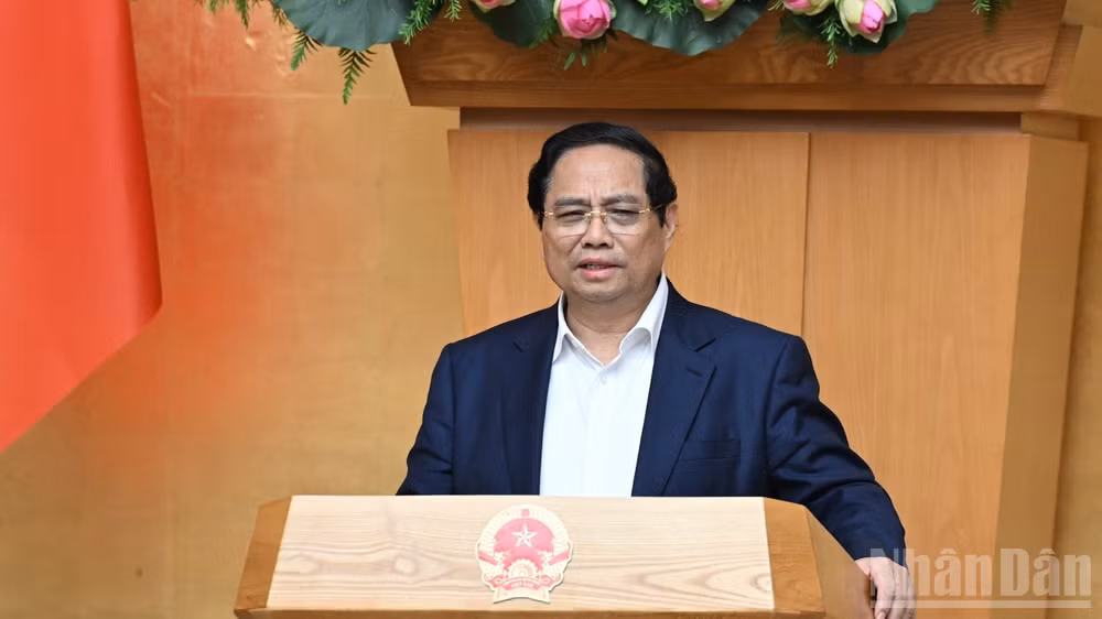 Thủ tướng Phạm Minh Chính phát biểu ý kiến tại phiên họp. (Ảnh: Trần Hải)